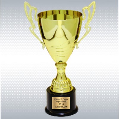 16 3/4" Gold Completed Metal Cup Trophy On Plastic Base